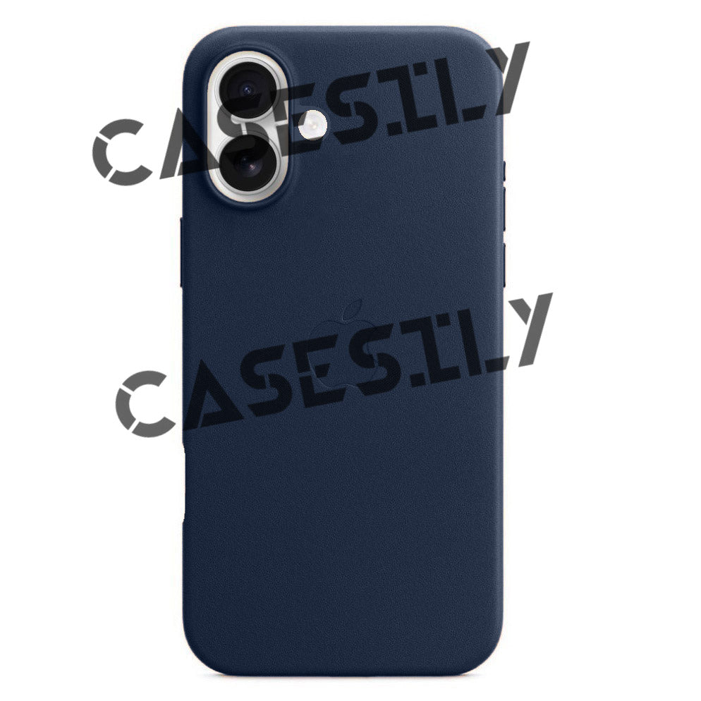 iPhone 16 Leather Back Cover Case - Navy Blue