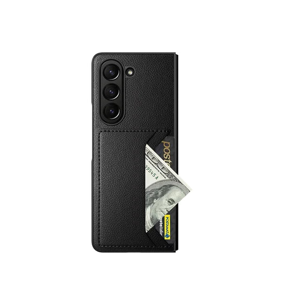 Samsung Galaxy Z Fold 5 HDB Card Holder Leather Case - Brown