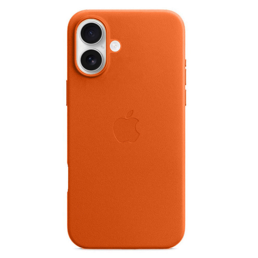 Apple iPhone 16 Leather Back Cover Case Orange – CASESILY