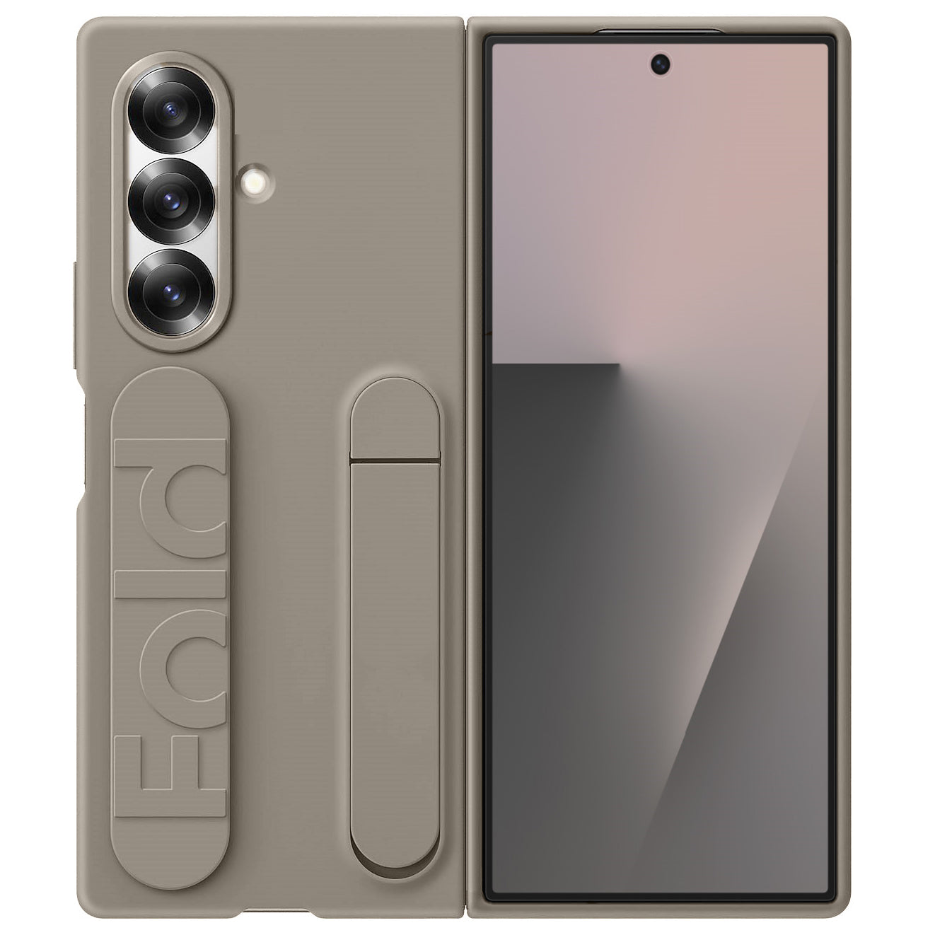 Samsung galaxy Z Fold7 Skin Feel Matte Case with Silicon Band & Stand - Sand