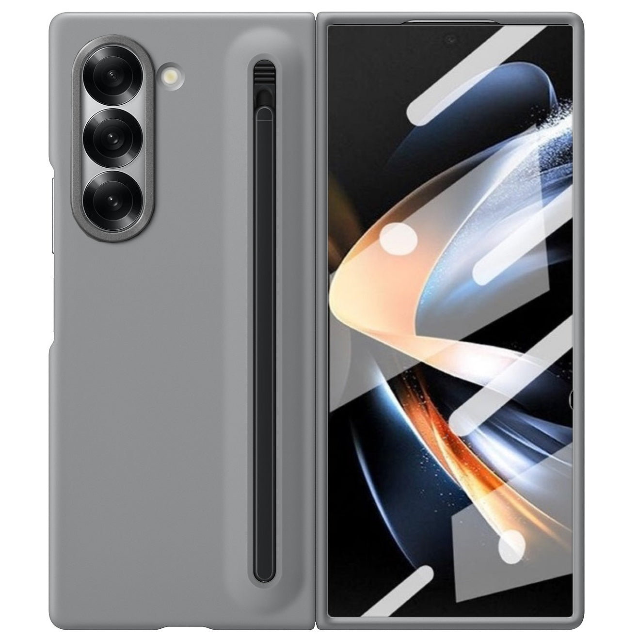 Samsung Galaxy Z Fold 5 Slim Skin Feel S Pen Case with Inbuilt Glass Protection & Stylus- Gray