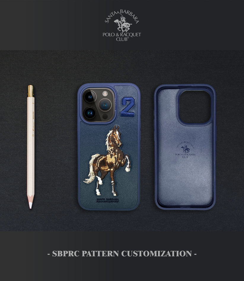 iPhone 16 Pro Santa Barbara Boris Series Polo Leather Case - Blue