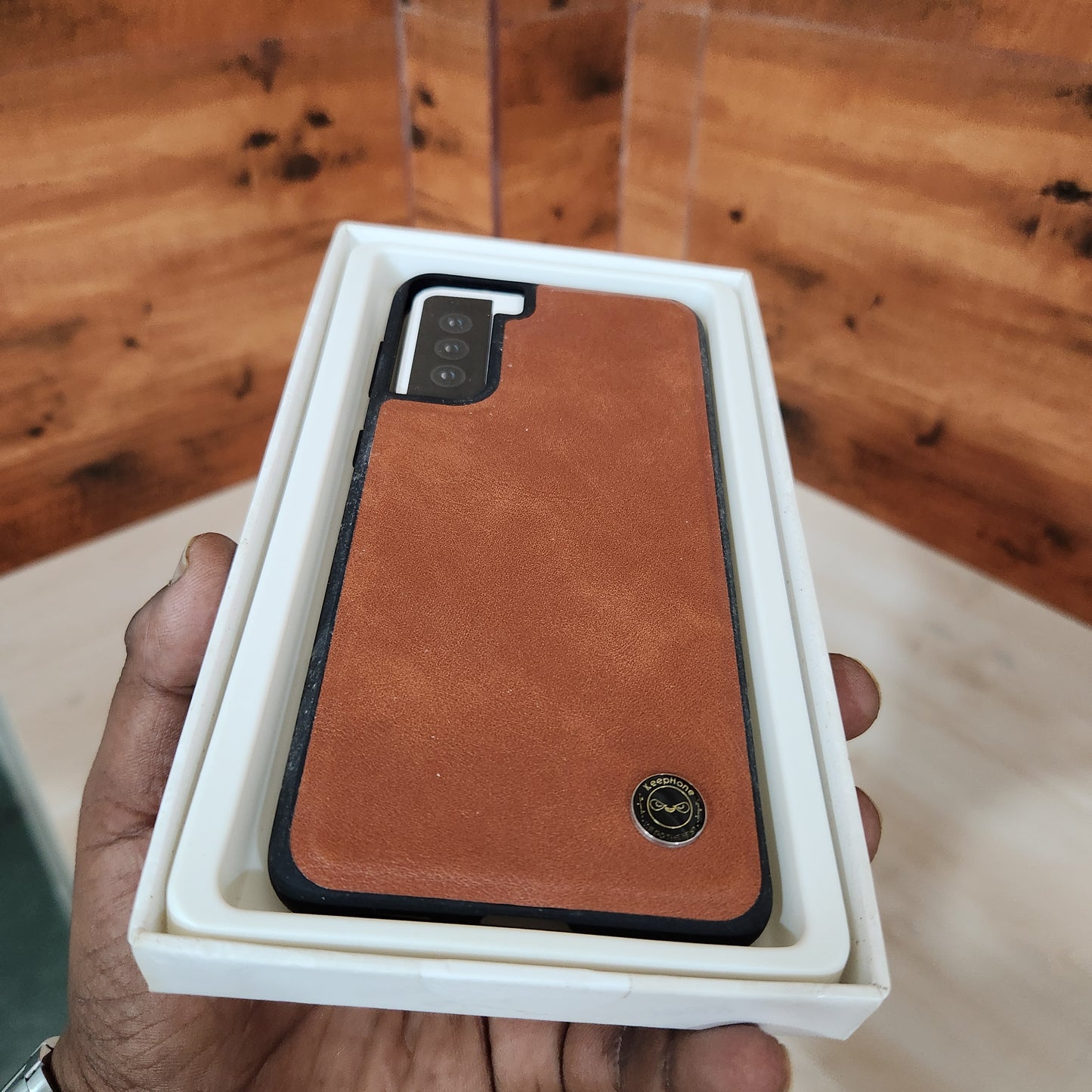Samsung Galaxy S21 Plus Slim Profile Vegan Leather Case - Brown