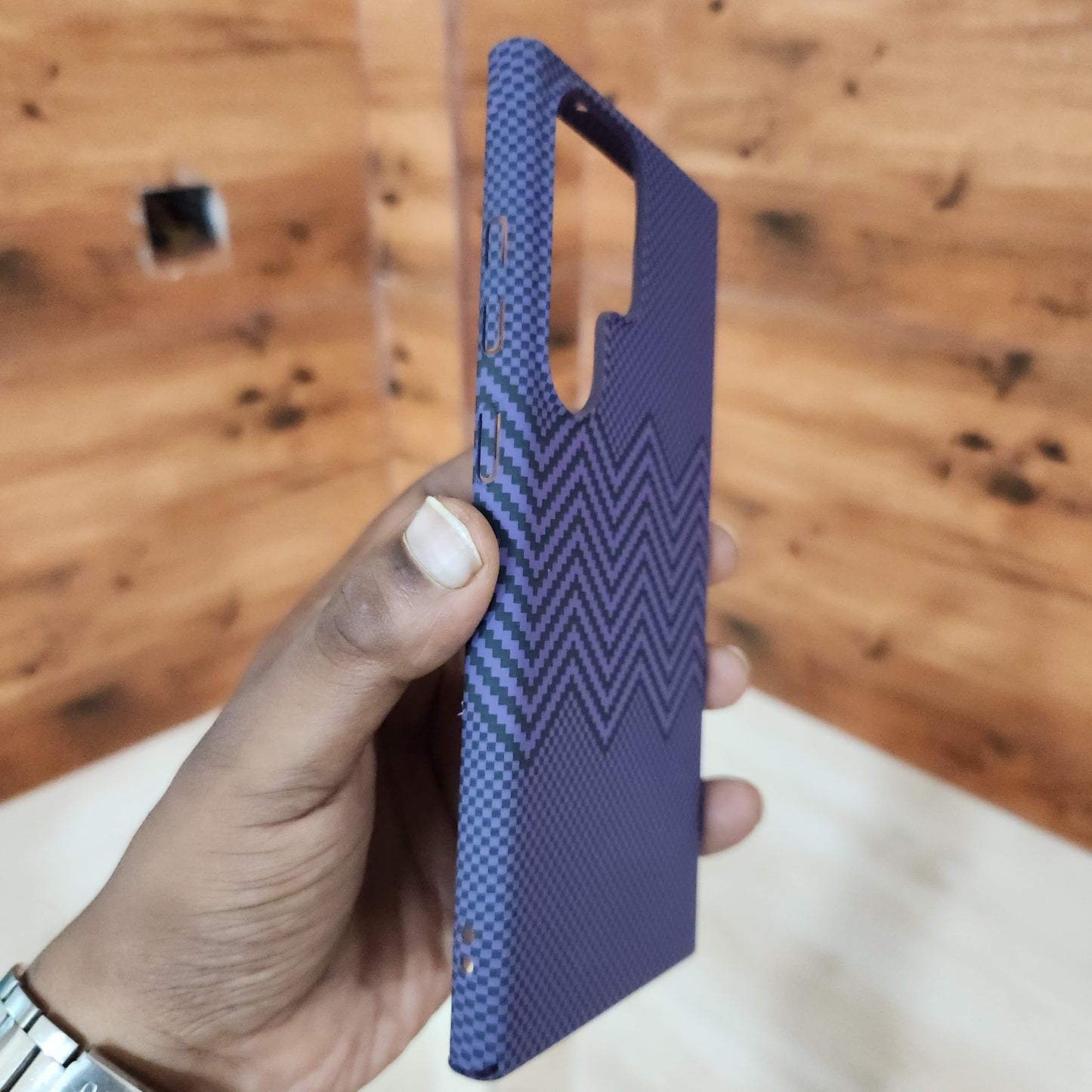 Samsung Galaxy S23 Ultra Slim Lightweight Carbon Fiber Textures Case - Purple