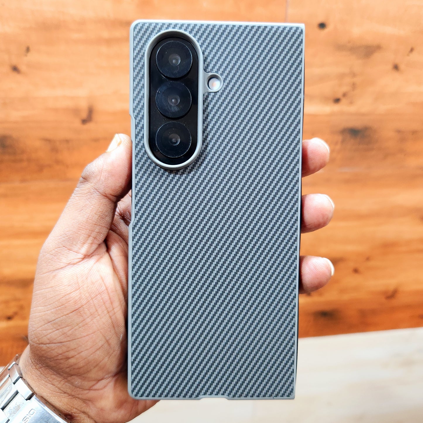 Samsung Galaxy Z Fold7 Slim Carbon Fiber Textured Matte Case with Inside Cloth - Gray