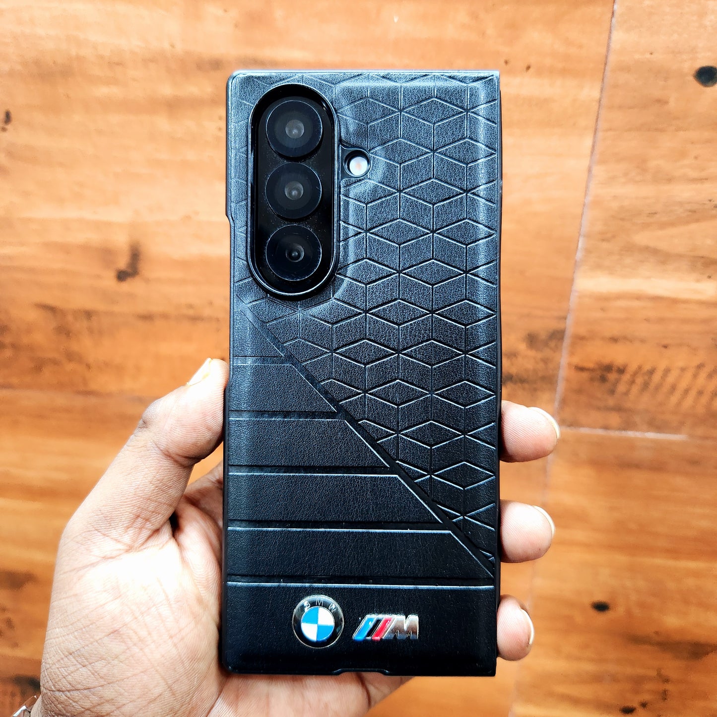 Samsung Galaxy Z Fold7 Luxury Sport Car Logo Design Leather Case - Black
