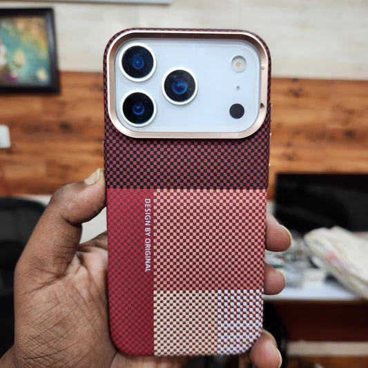 iPhone 17 Pro Max 0.8mm Ultrathin Carbon Fiber Texture Case with Magsafe - Red