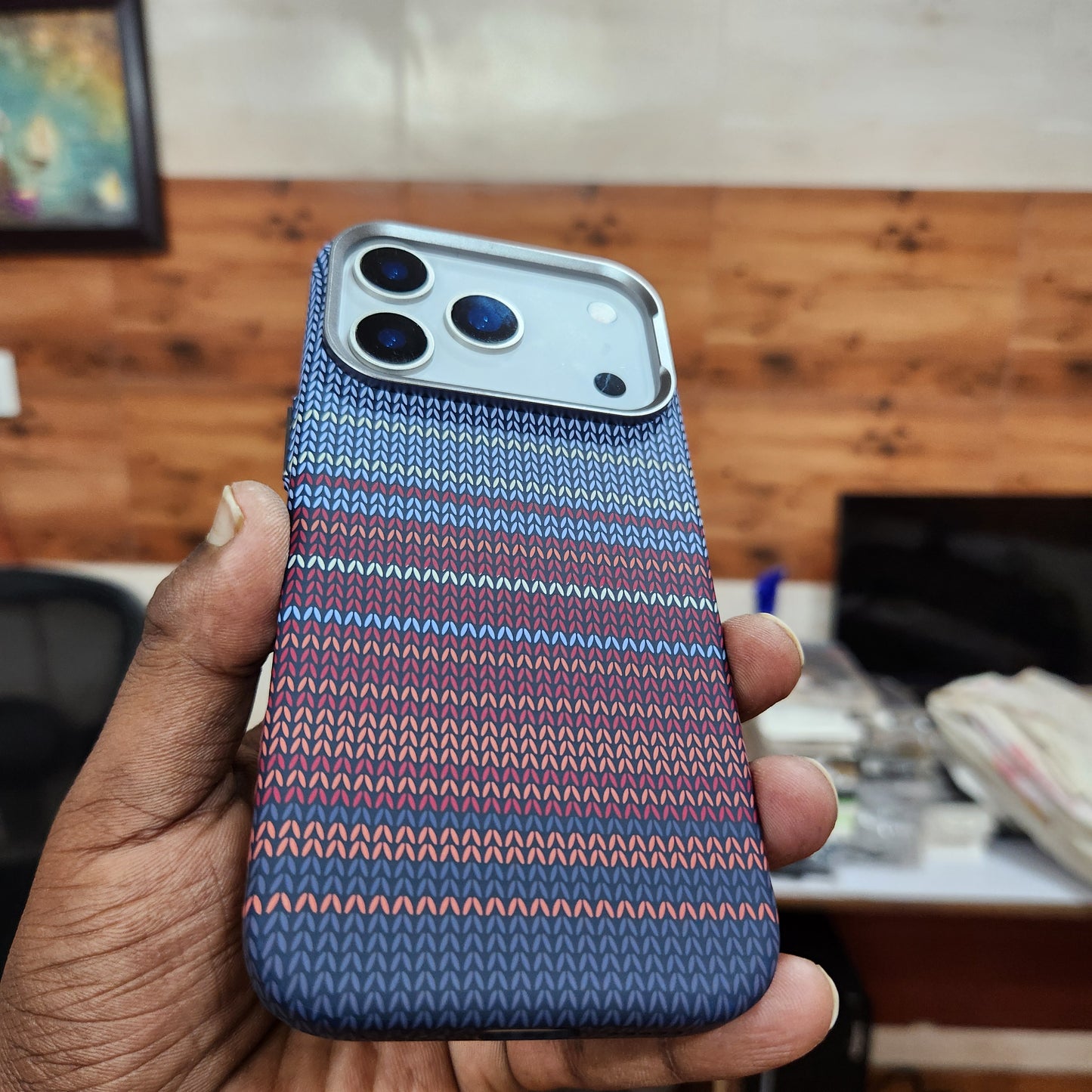 iPhone 17 Pro Max 0.8mm Ultrathin Carbon Fiber Texture Case with Magsafe - Blue