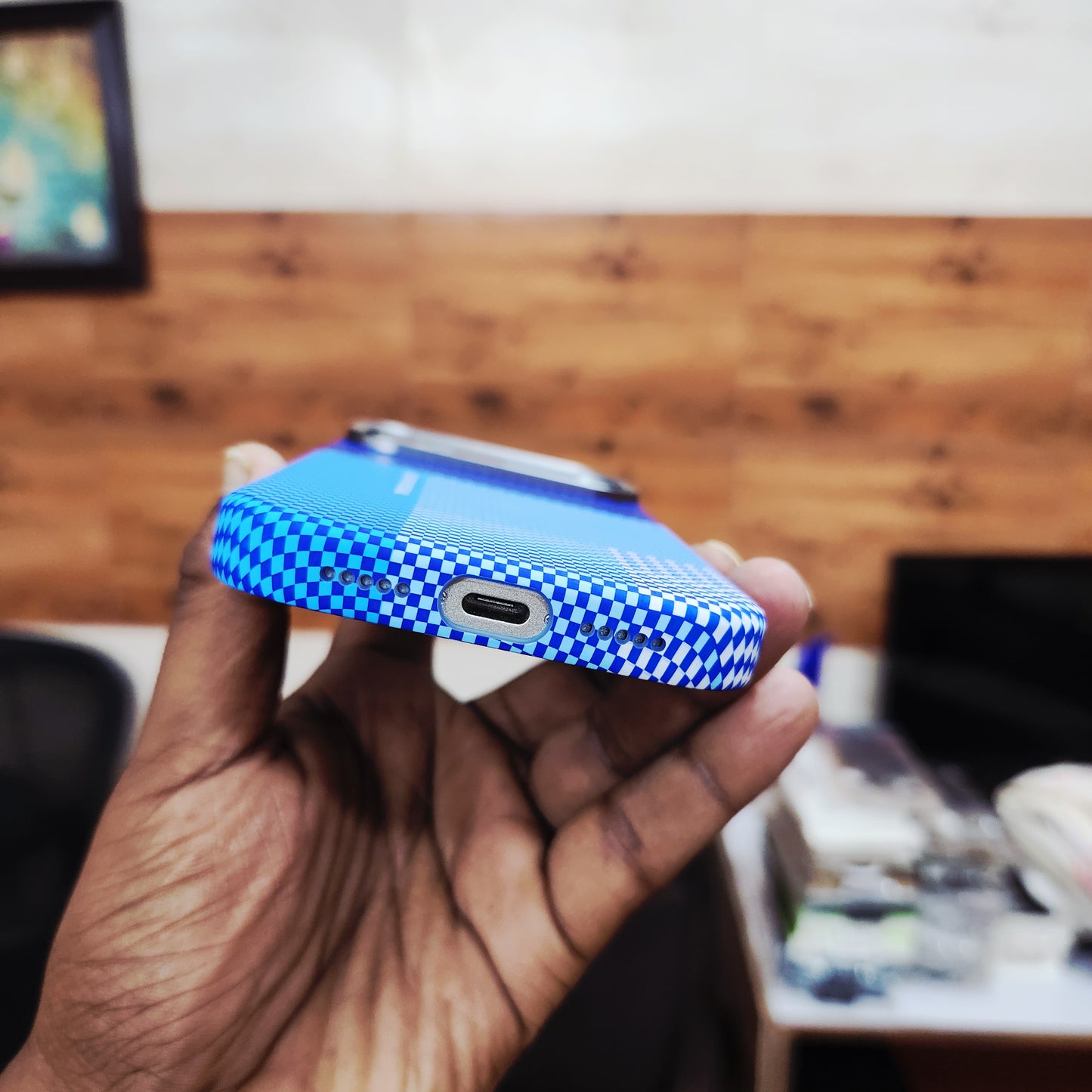 iPhone 17 Pro Max 0.8mm Ultrathin Carbon Fiber Texture Case with Magsafe - Dark Blue