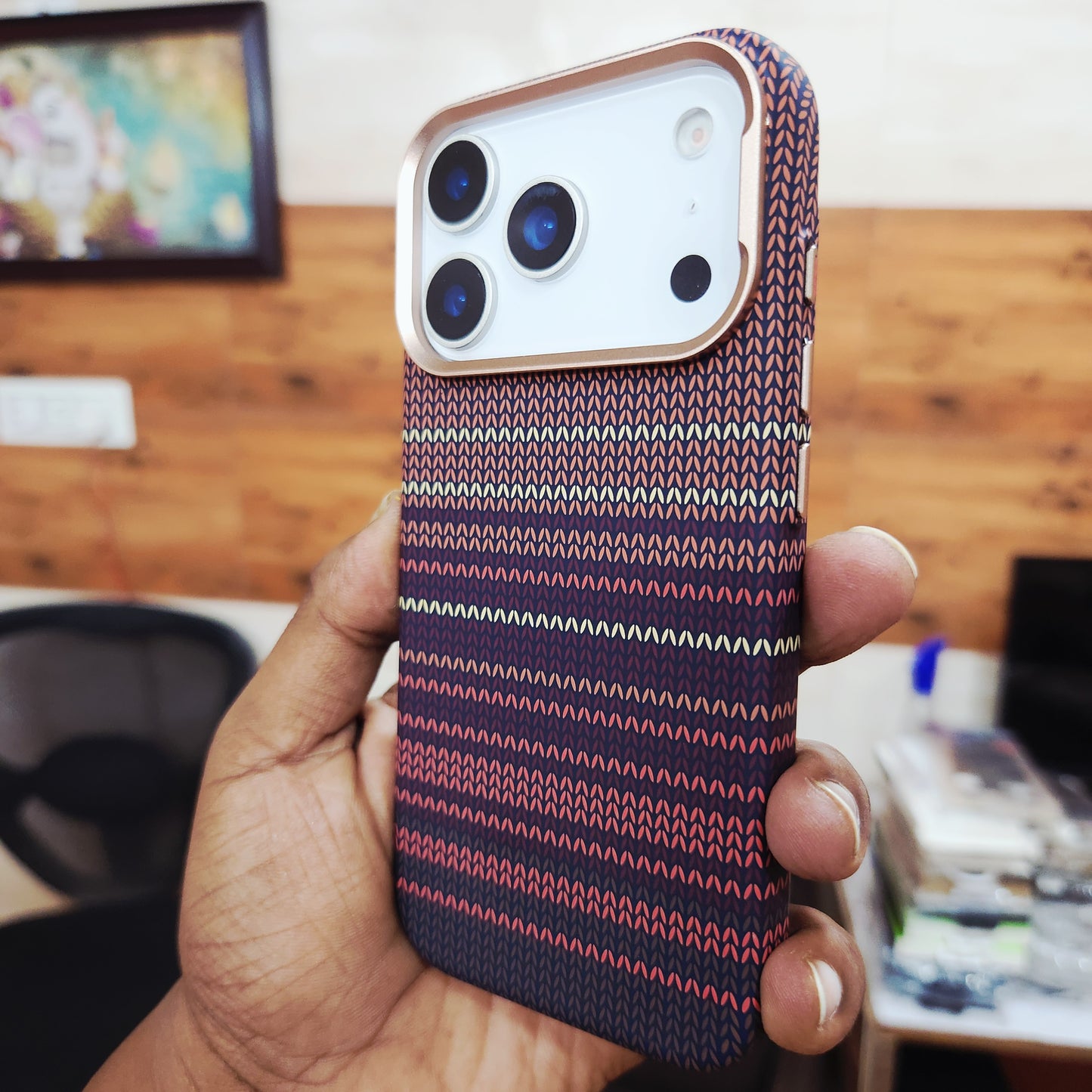 iPhone 17 Pro Max 0.8mm Ultrathin Carbon Fiber Texture Case with Magsafe - Maroon