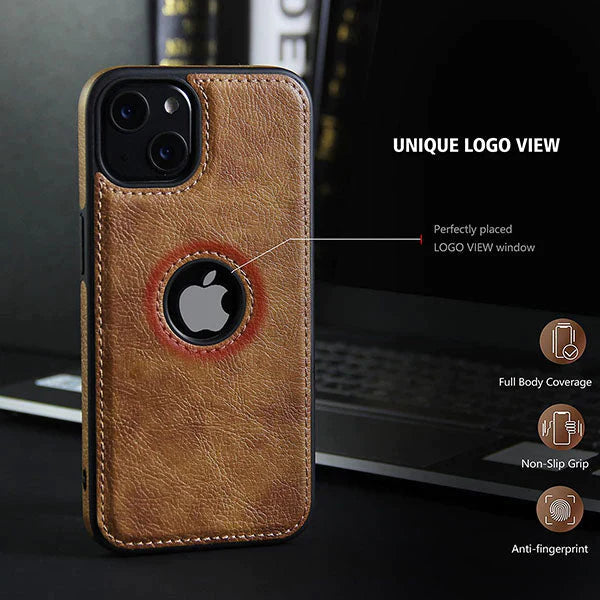 iPhone 13 Pro Classic PU Leather Case with Logo Cut - Brown