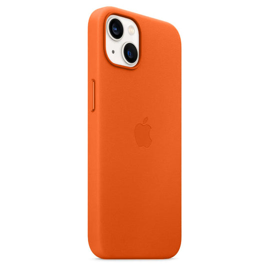 iPhone 13 Leather Back Cover Case with MagSafe - Orange