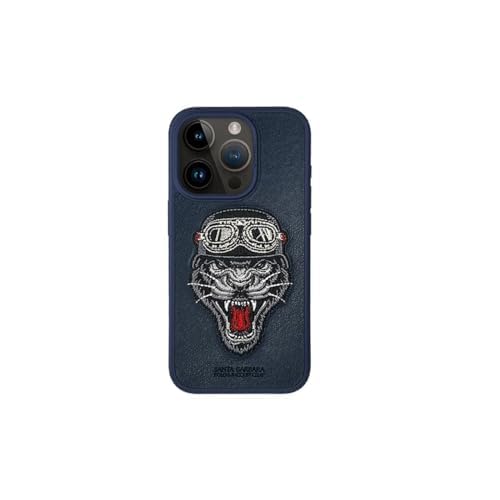 iPhone 15 Pro Santa Barbara Patti Series Leather Case - Blue