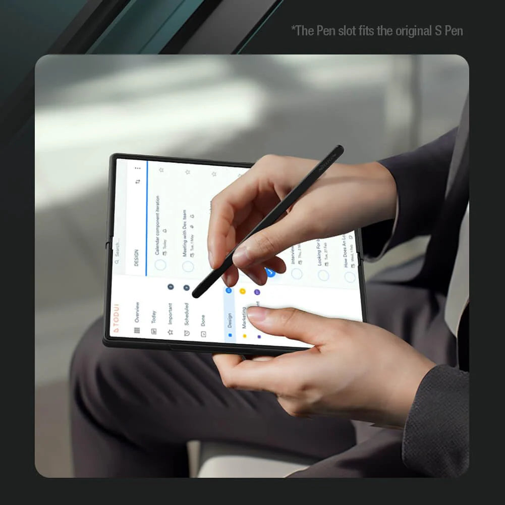 Samsung Galaxy Z Fold 5 Slim Skin Feel S Pen Case with Inbuilt Glass Protection & Stylus - Pink