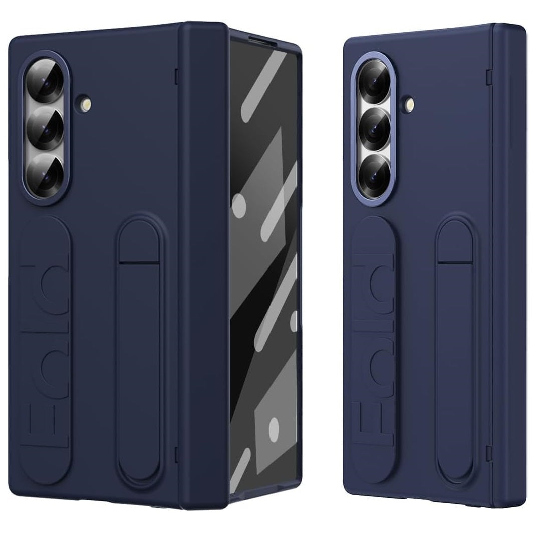 Samsung Galaxy Z Fold7 Skin Feel Case with Silicon Band, Stand & HInge Protection - Blue