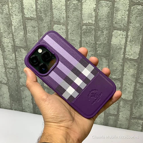 iPhone 14 Pro Max Santa Barbara Cyril Series Genuine Leather Case - Purple