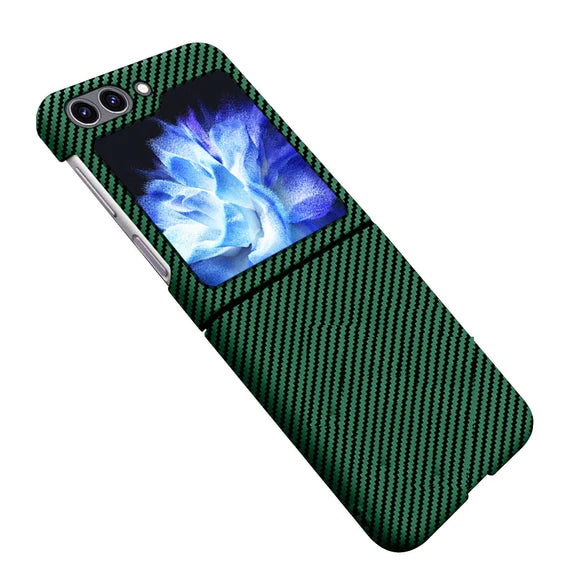 Samsung Galaxy Z Flip 5 Carbon Fiber Real Aramid Kevilar Case-Green