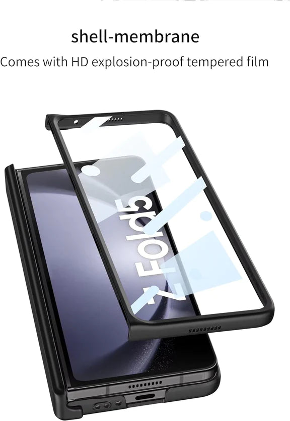 Samsung Galaxy Z Fold 5 Magnetic Hinge Protector Rugged Protective Case With Glass -Black