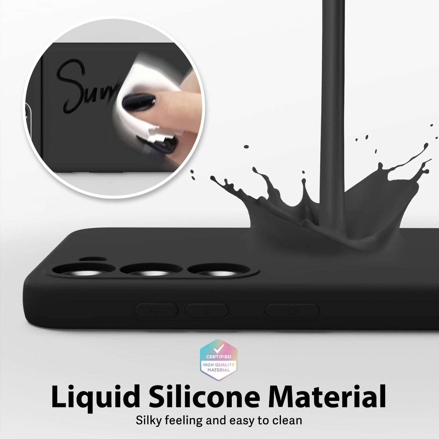 Samsung Galaxy S22 Liquid Silicon Case With Logo-Black