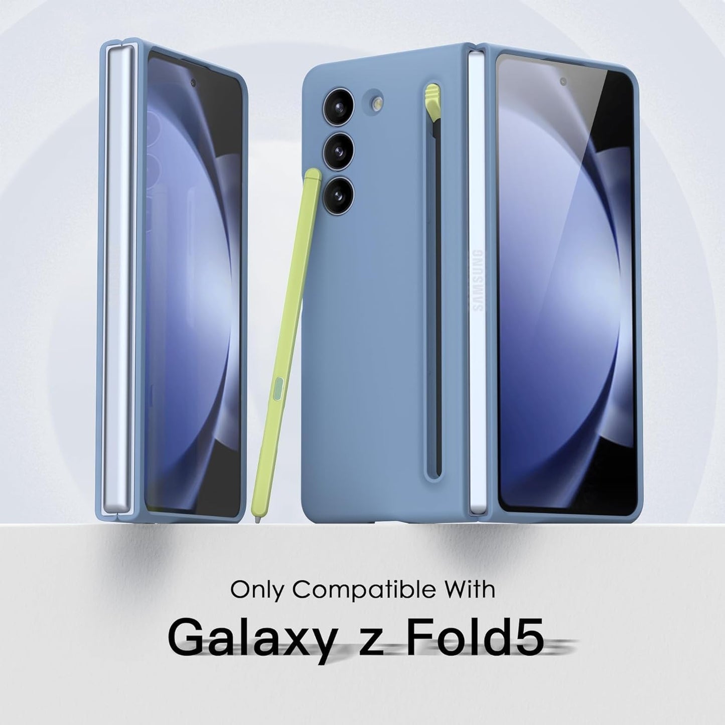 Samsung Galaxy Z Fold 5 Skin Feel Slim Matte Case with Stylus - Blue