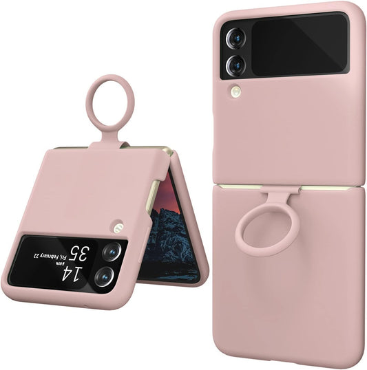 Samsung Galaxy Z Flip 3 Silicon Case Liquid Silicon Inner Fabric with Logo-Pink