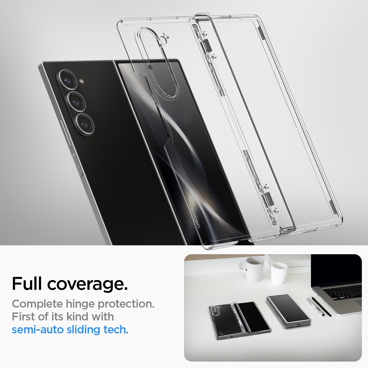 Samsung Galaxy Z Fold7 Cristal Clear Case with Hinge Protection & Front Glass - Transparent