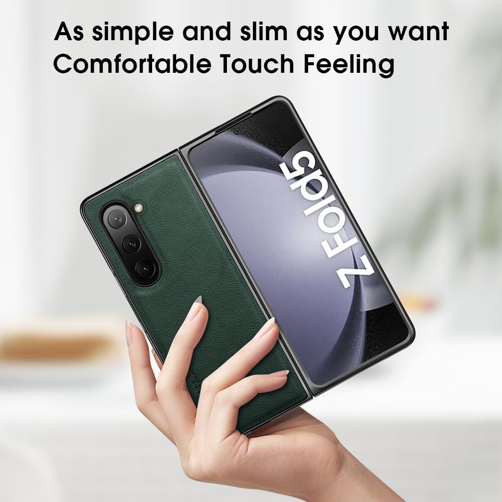 Samsung Galaxy Z Fold 5 Plain Leather Case - Green