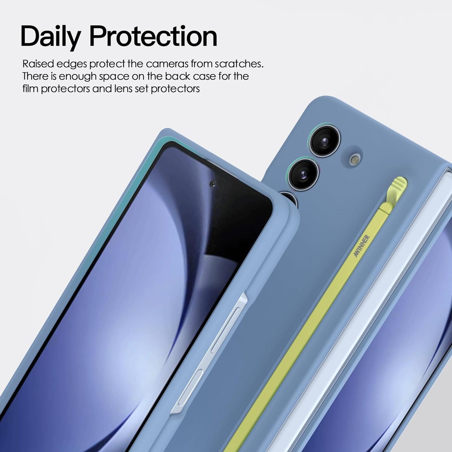 Samsung Galaxy Z Fold 5 Skin Feel Slim Matte Case with Stylus - Blue