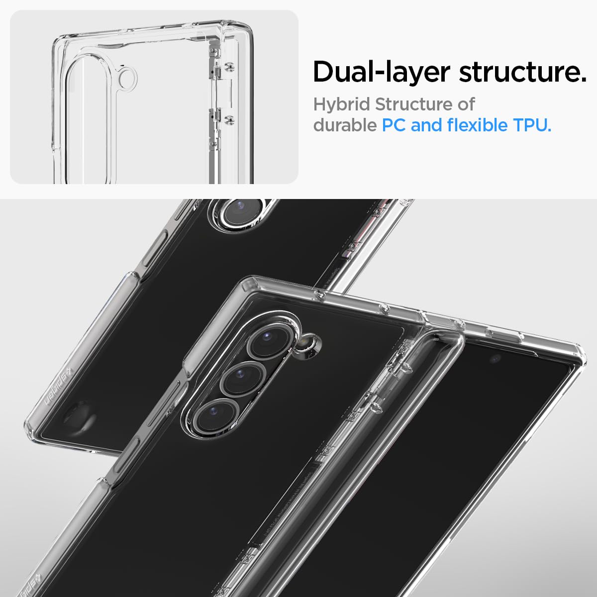 Samsung Galaxy Z Fold7 Cristal Clear Case with Hinge Protection & Front Glass - Transparent