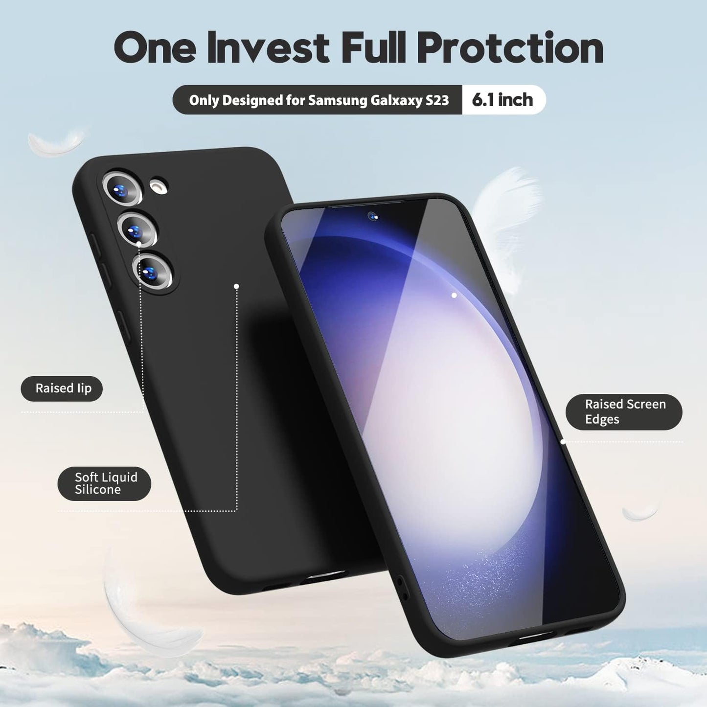 Samsung Galaxy S22 Liquid Silicon Case With Logo-Black