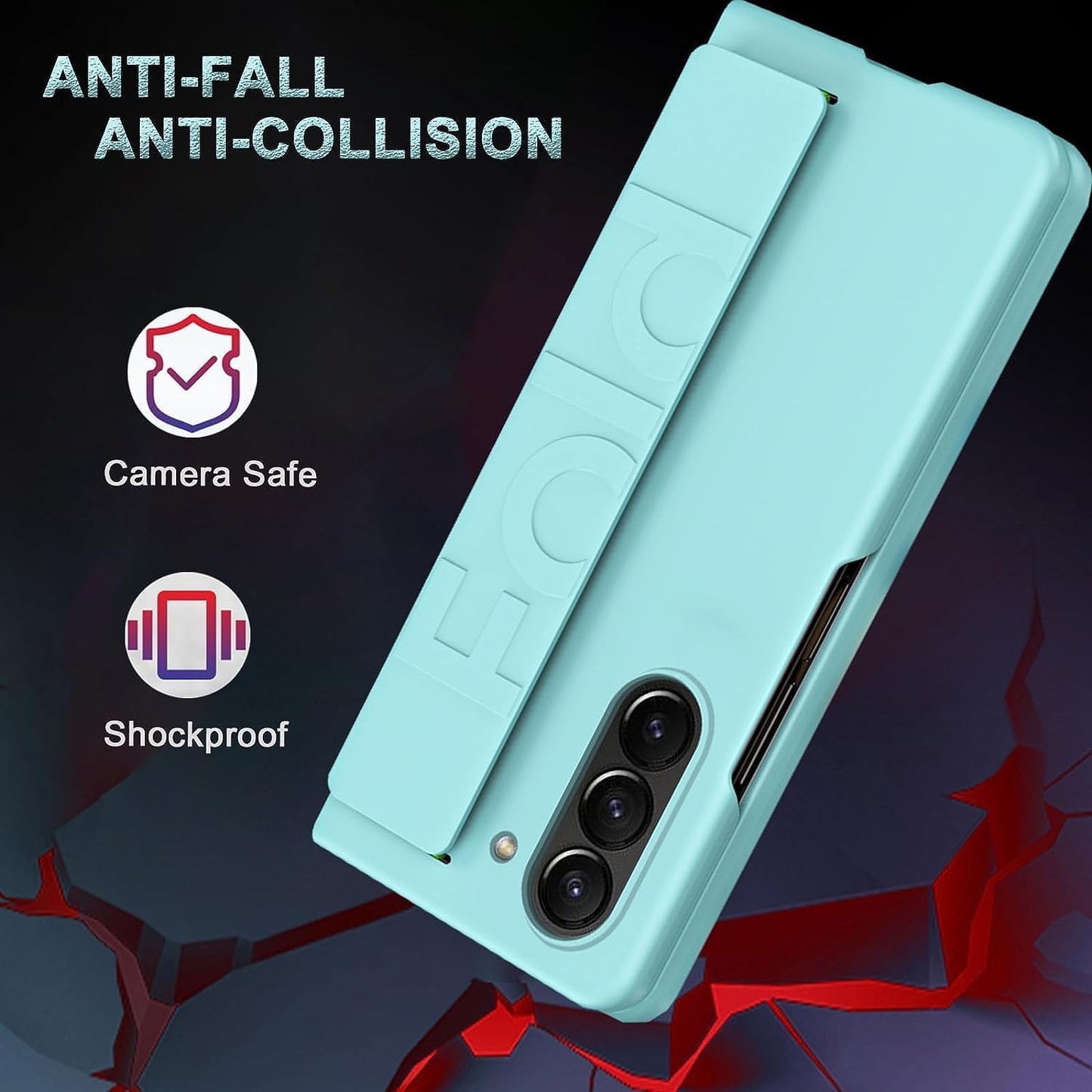 Samsung Galaxy Z Fold 3 Hand Strap Full Protective Hard PC Case- Green