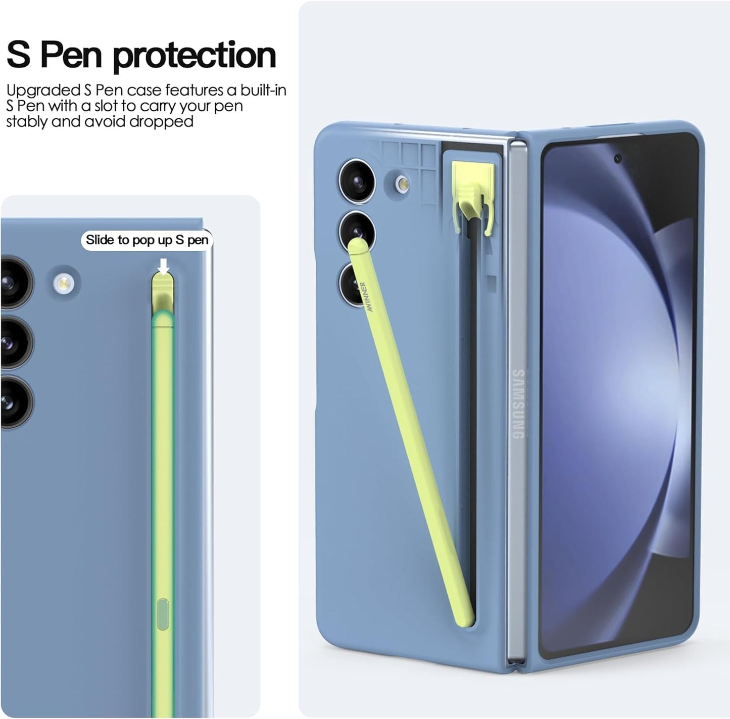 Samsung Galaxy Z Fold 5 Skin Feel Slim Matte Case with Stylus - Blue