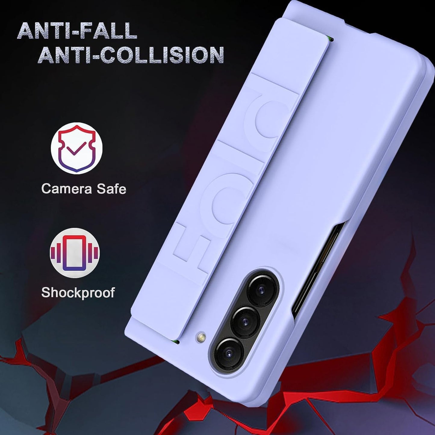 Samsung Galaxy Z Fold 4 Wrist Strap Full Protective Hard PC Case - Purple