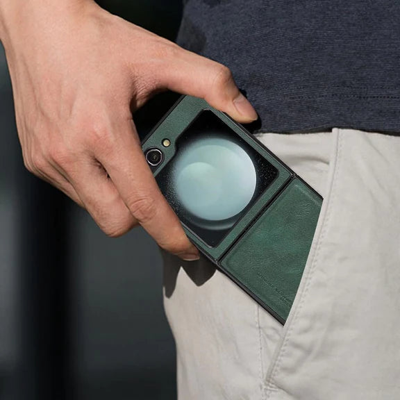 Samsung Galaxy Z Flip 5 Plain Leather Case-Green