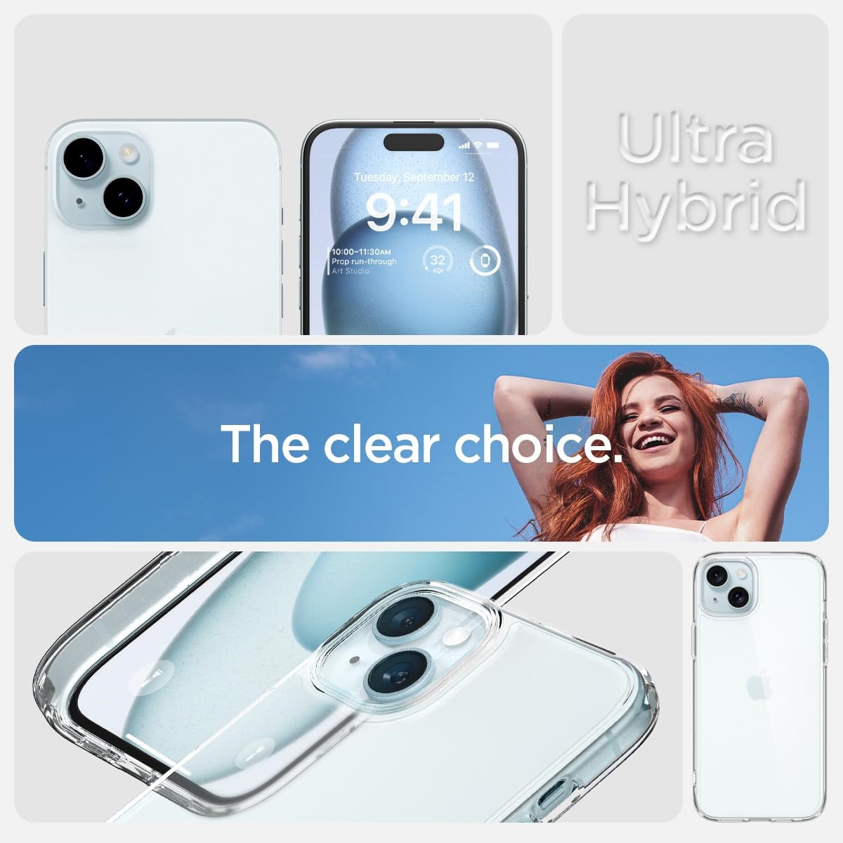 iPhone 15 Plus Hybrid Clear Shockproof Transparent Case