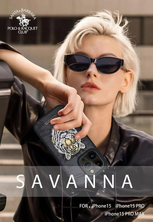 iPhone 15 Pro Savanna Series Santa Barbara Leather Case - Tiger