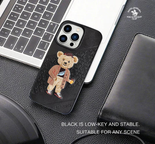 iPhone 14 Pro Santa Barbara Crete Series Genuine Leather Case - Black