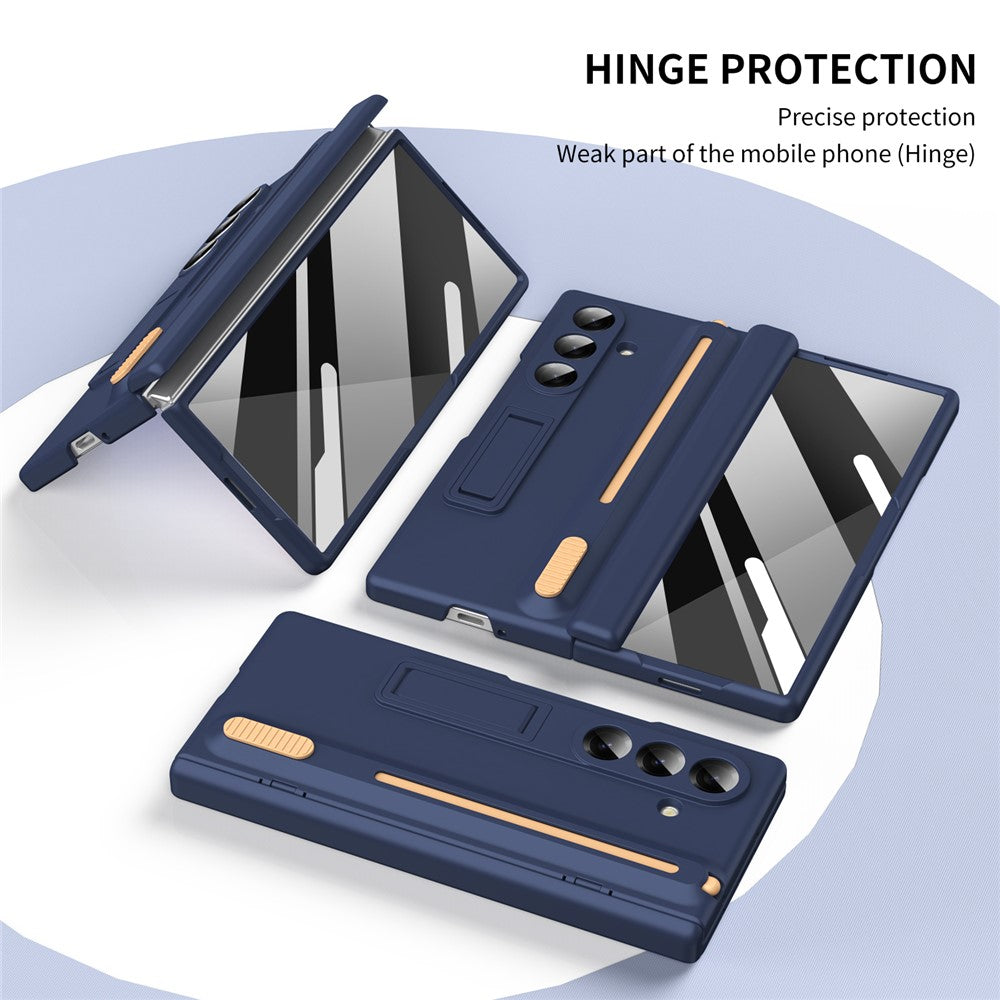 Samsung Galaxy Z Fold7 S Pen Slider Case with Stand & Glass Protection - Blue