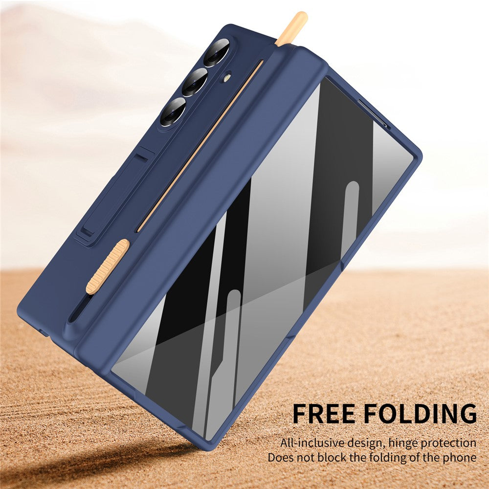 Samsung Galaxy Z Fold7 S Pen Slider Case with Stand & Glass Protection - Blue