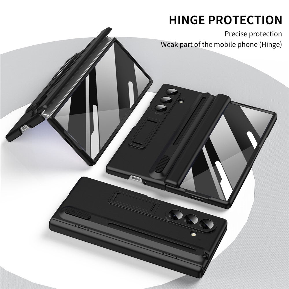 Samsung Galaxy Z Fold7 S Pen Slider Case with Stand & Glass Protection - Black