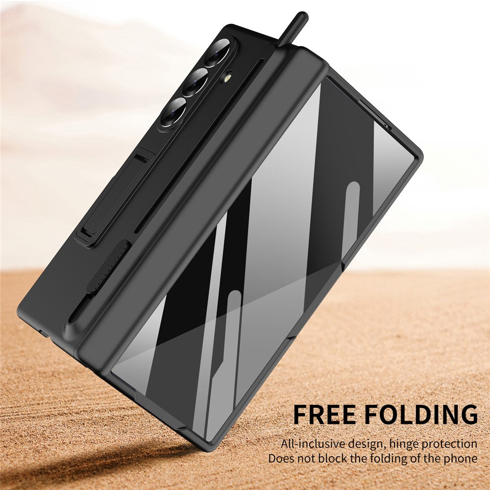 Samsung Galaxy Z Fold7 S Pen Slider Case with Stand & Glass Protection - Black