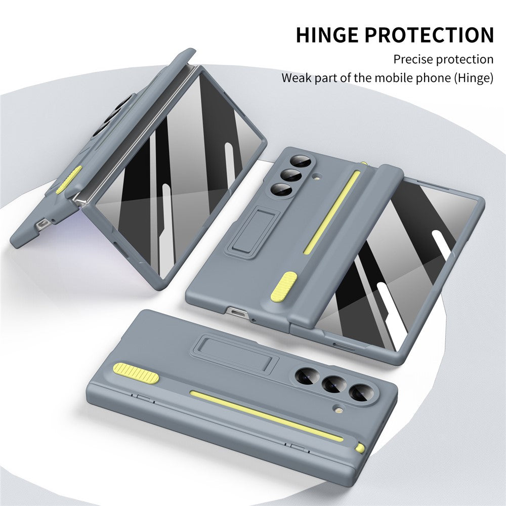Samsung Galaxy Z Fold7 S Pen Slider Case with Stand & Glass Protection - Gray