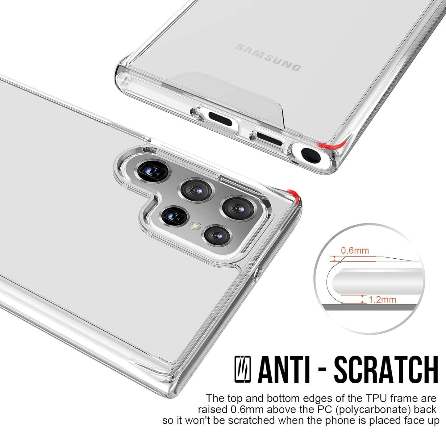 Samsung Galaxy S22 Ultra Space Case with Independent Buttons - Clear