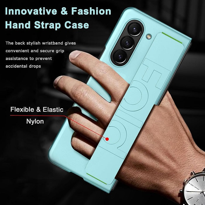 Samsung Galaxy Z Fold 5 Slim Case with Hand Strap Designed-Mint
