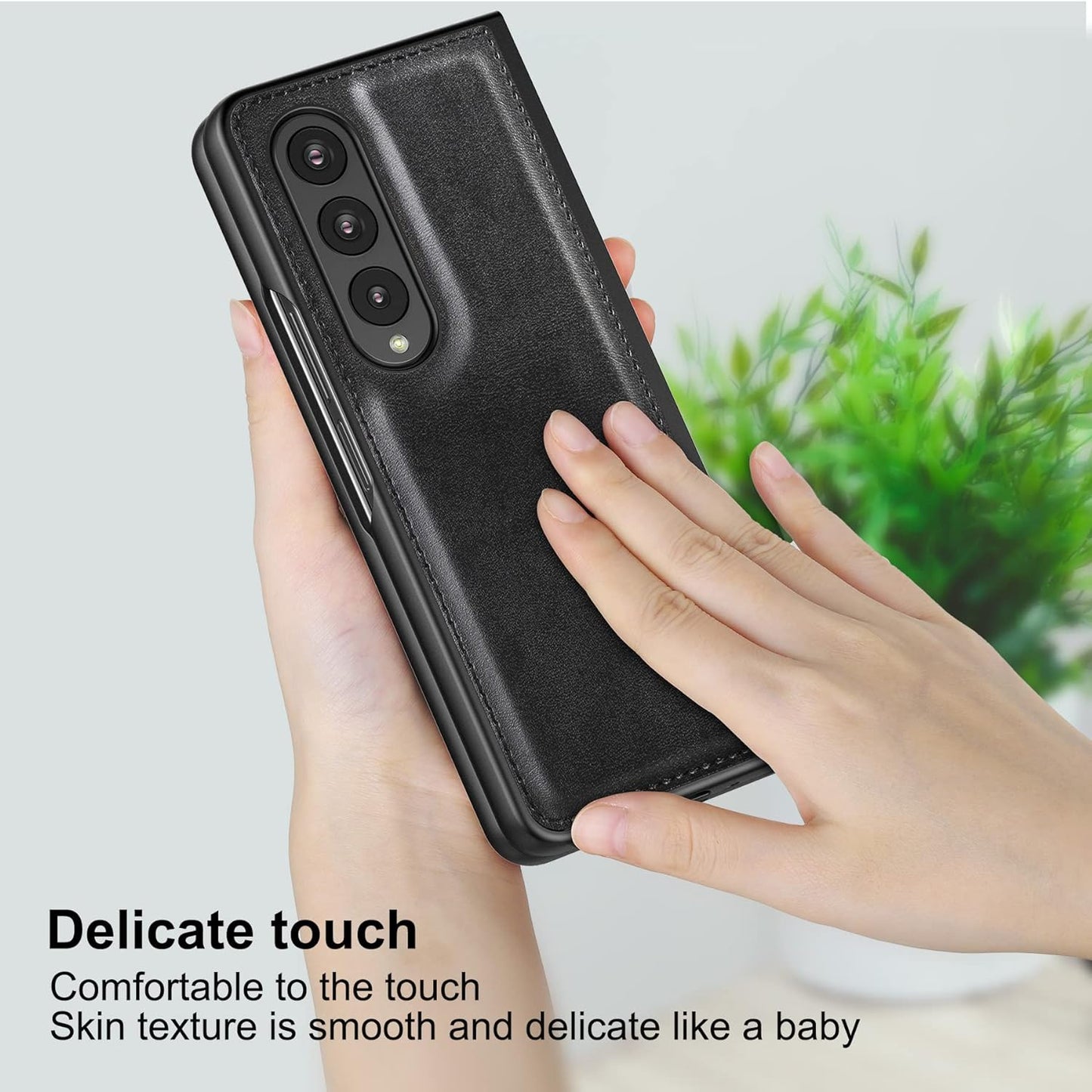 Samsung Galaxy Z Fold 3 Plain Leather Case-Black