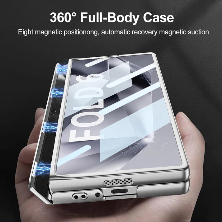 Samsung Galaxy Z Fold6 GKK Raptor Pro Case with Camera Hinge & Front Glass Protection - Gold