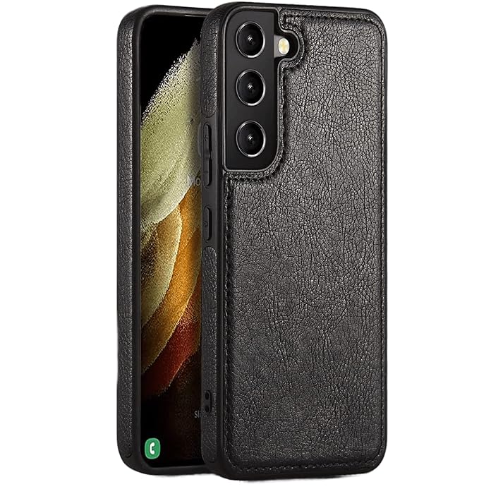 Premium PU Leather Back Cover Case for Samsung Galaxy S23 Plus-Black