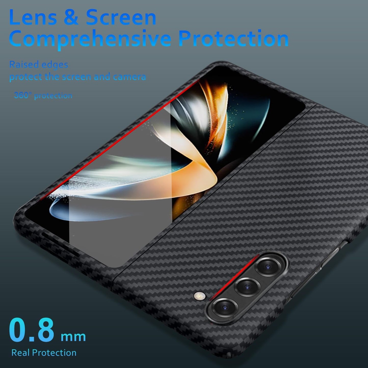 Samsung Galaxy Z Fold 5 Dual Shade Carbon Fiber Shockproof Case - Red