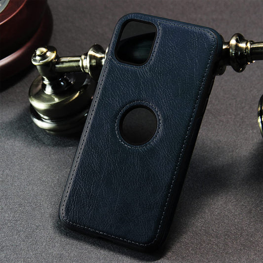 iPhone 12 Original PU Leather Case Classic Luxury Elegant with Logo Cut-Blue