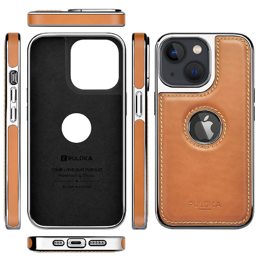 iPhone 14 Plus Premium Quality Luxurious Leather Case - Tan